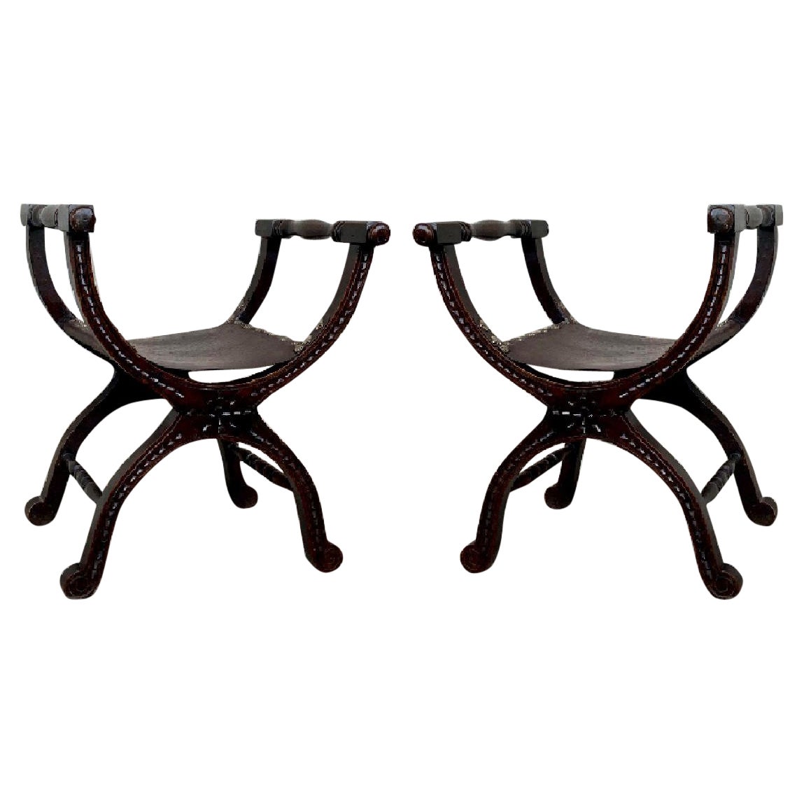 19th Century Period Gustavian Pair of Benches Carved Rams Head and Hoof For Sale