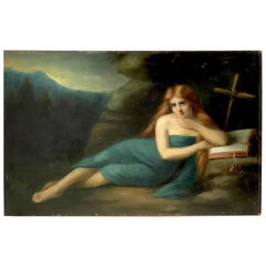 Pittura a olio originale di Germaine Dawis, Francia 1921, una donna nuda dai capelli rossi