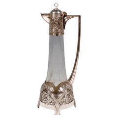 Art Nouveau Glass Decanter with Silver Plated Mount, WMF, Germany, 1903-1910