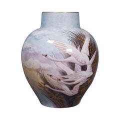 Vase à fleurs décoratif vintage anglais, céramique, peint à la main, James Skerrett