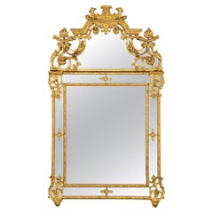 Antique French 18th Century Regence Period Double Framed Giltwood Mirror