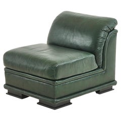 Henredon Green Leather Slipper Chair, 1980