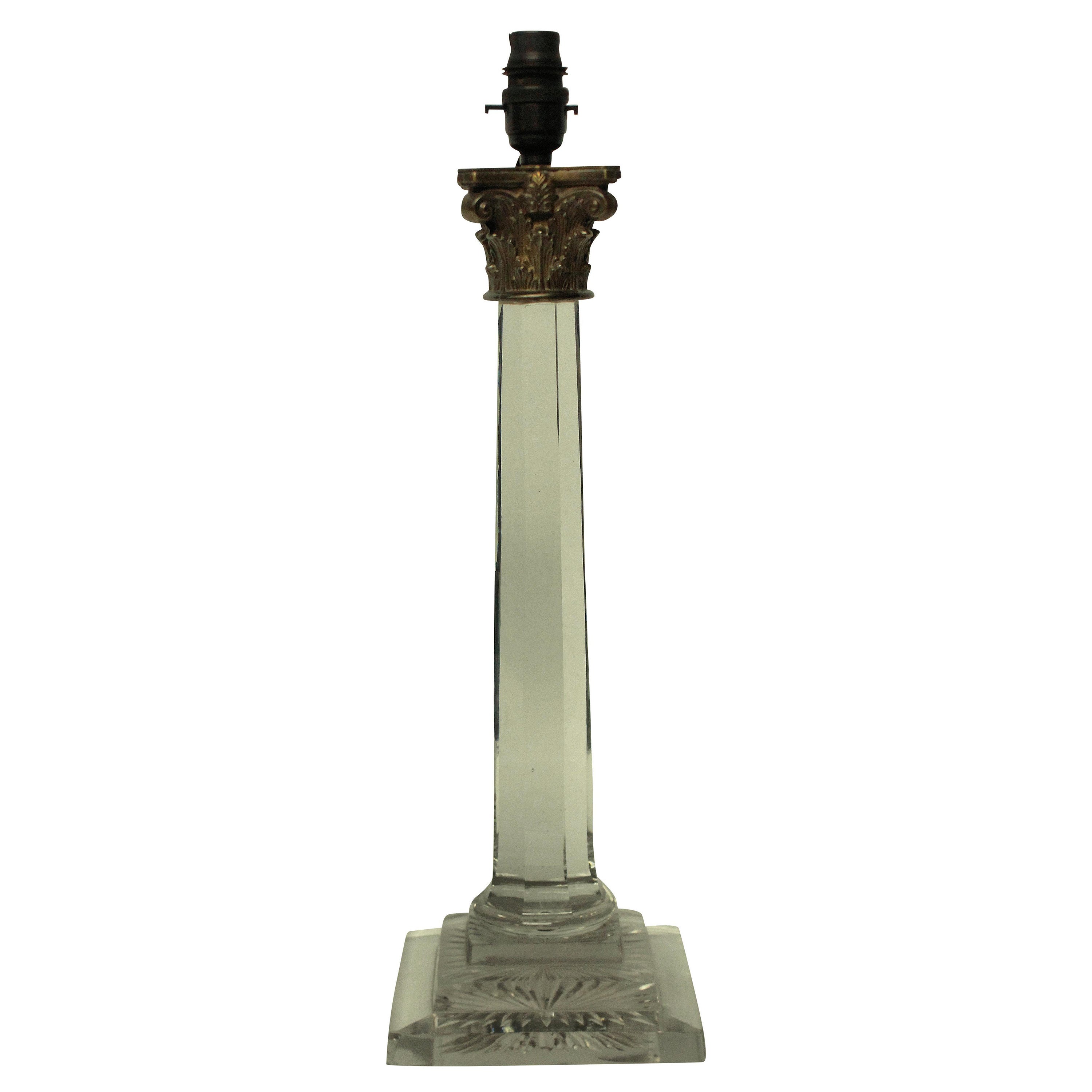 George IV Cut-Glass Column Lamp