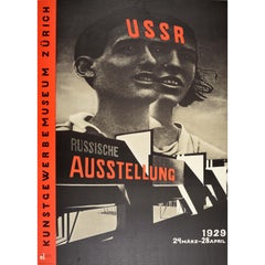 Retro 1980 Poster For Russian Exhibition USSR 1929 Constructivist Design Museum Zurich