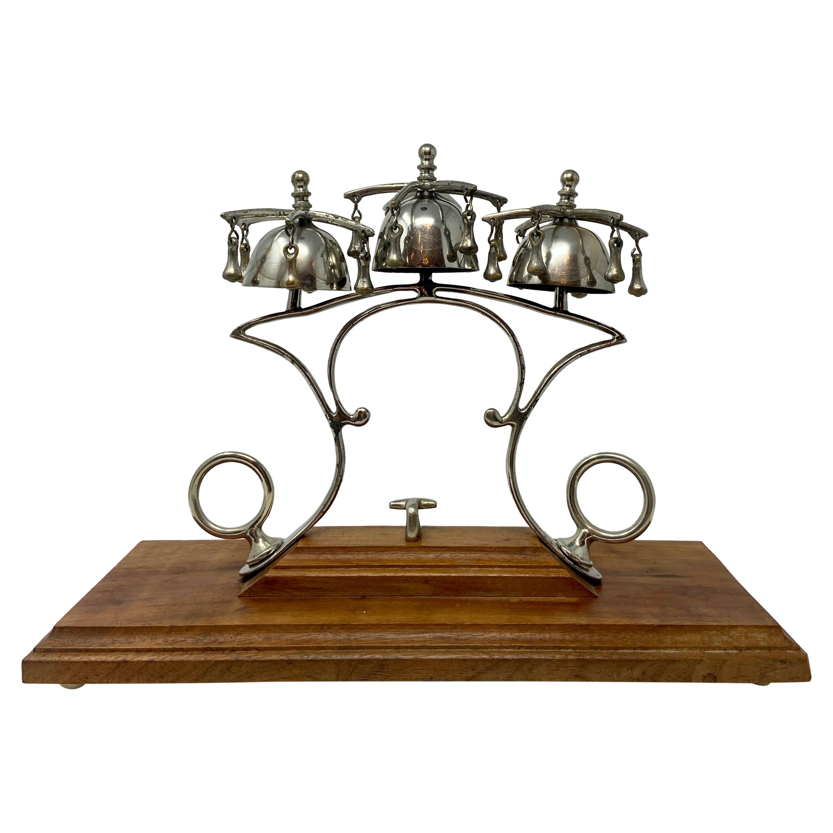 Antique Horse Hames Designed Sleigh Bells on Stand, Circa 1900's.