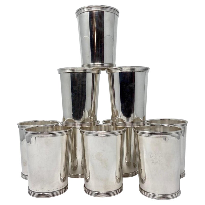 Set of 10 Estate American "Wm. Rogers" Sterling Silver Mint Julep Cups