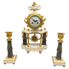 Ferdinand Berthoud. Louis XVI Ormolu Mounted Marble 3 Piece Clock Set 1770
