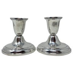 Pair Estate American Hallmarked Sterling Silver Small Weighted Candle Sticks