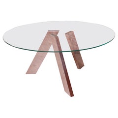 Roche Bobois Modern Glass Top Dining Table with Sculptural Mirrored Chrome Legs