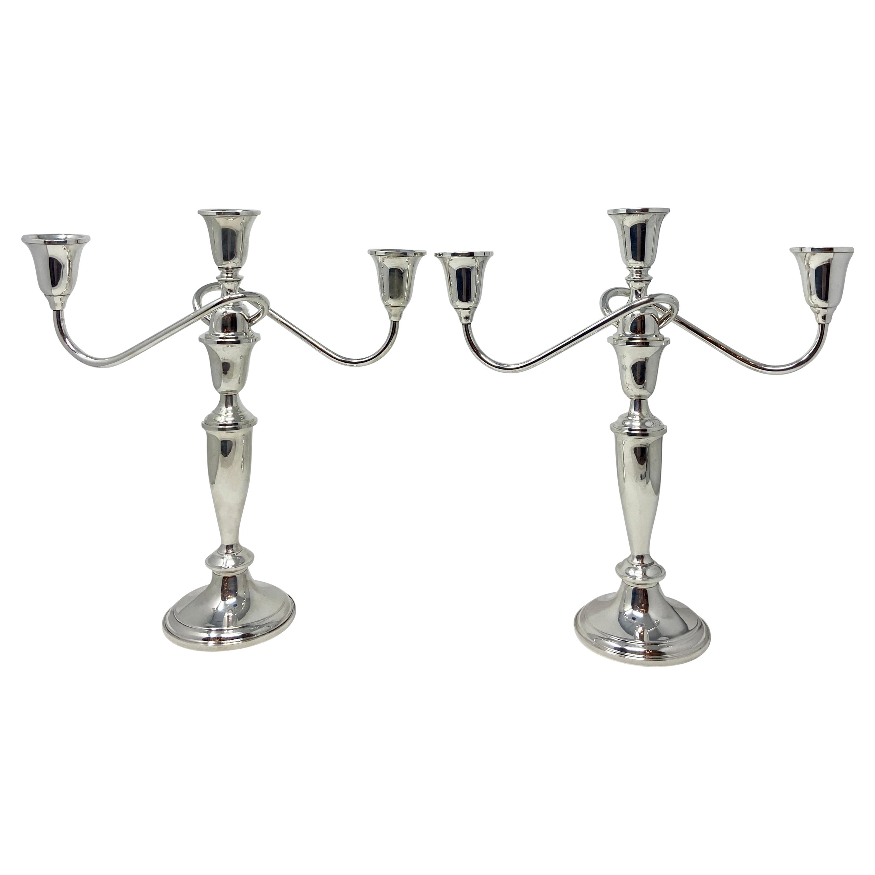 Pair Estate American "Towle Co." Sterling Silver Convertible Candelabra ca. 1950