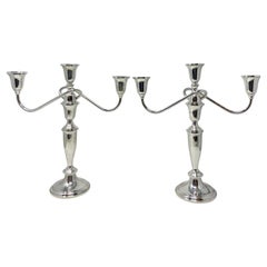 Pair Estate American "Towle Co." Sterling Silver Convertible Candelabra ca. 1950