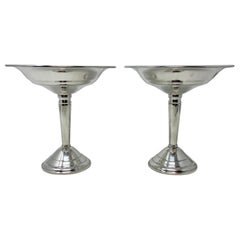 Vintage Pair Estate American "Crown Silver Co." Sterling Silver Tazza Dishes, Ca. 1950's