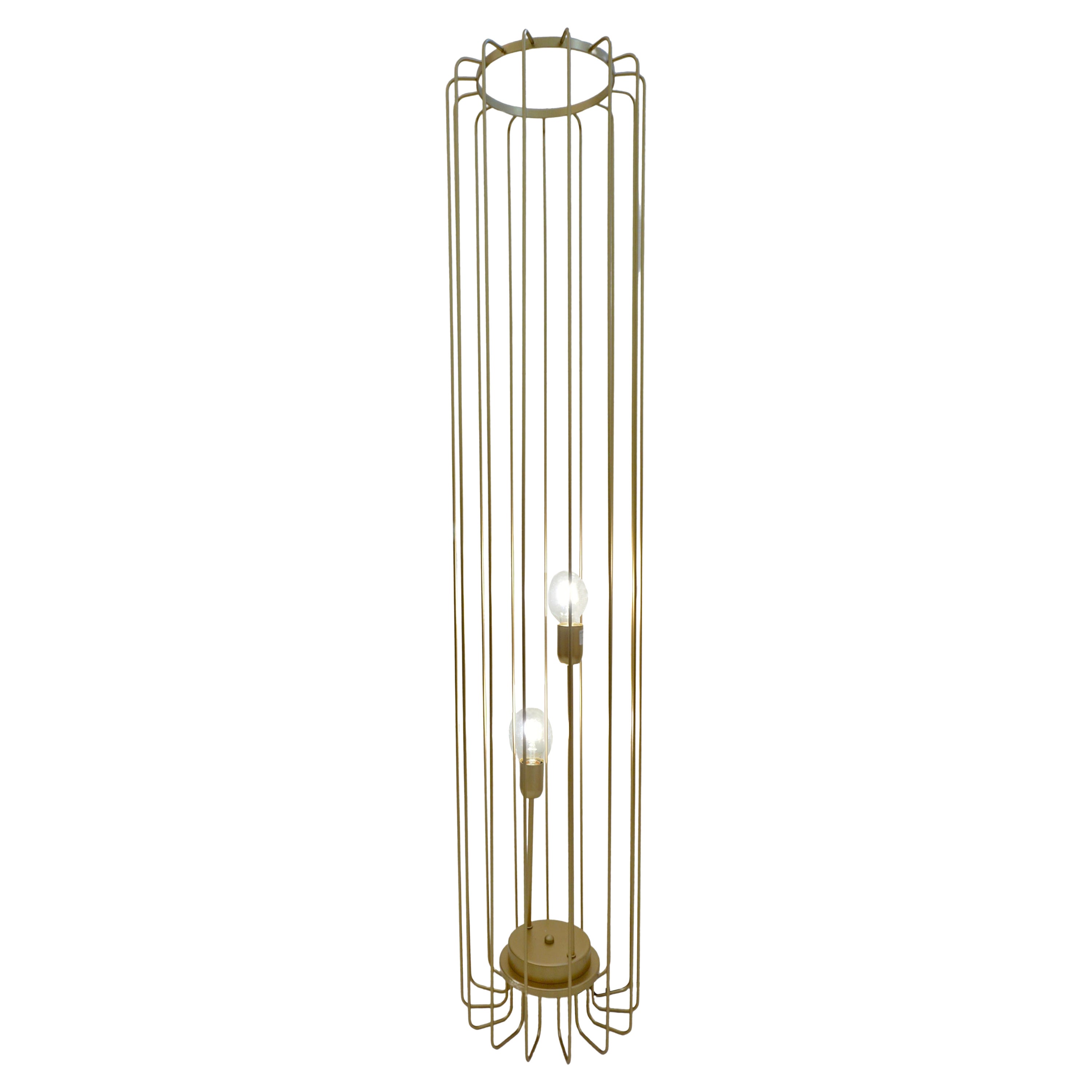Lampadaire ouvert Cosulich Interiors minimaliste italien futuriste en acier doré