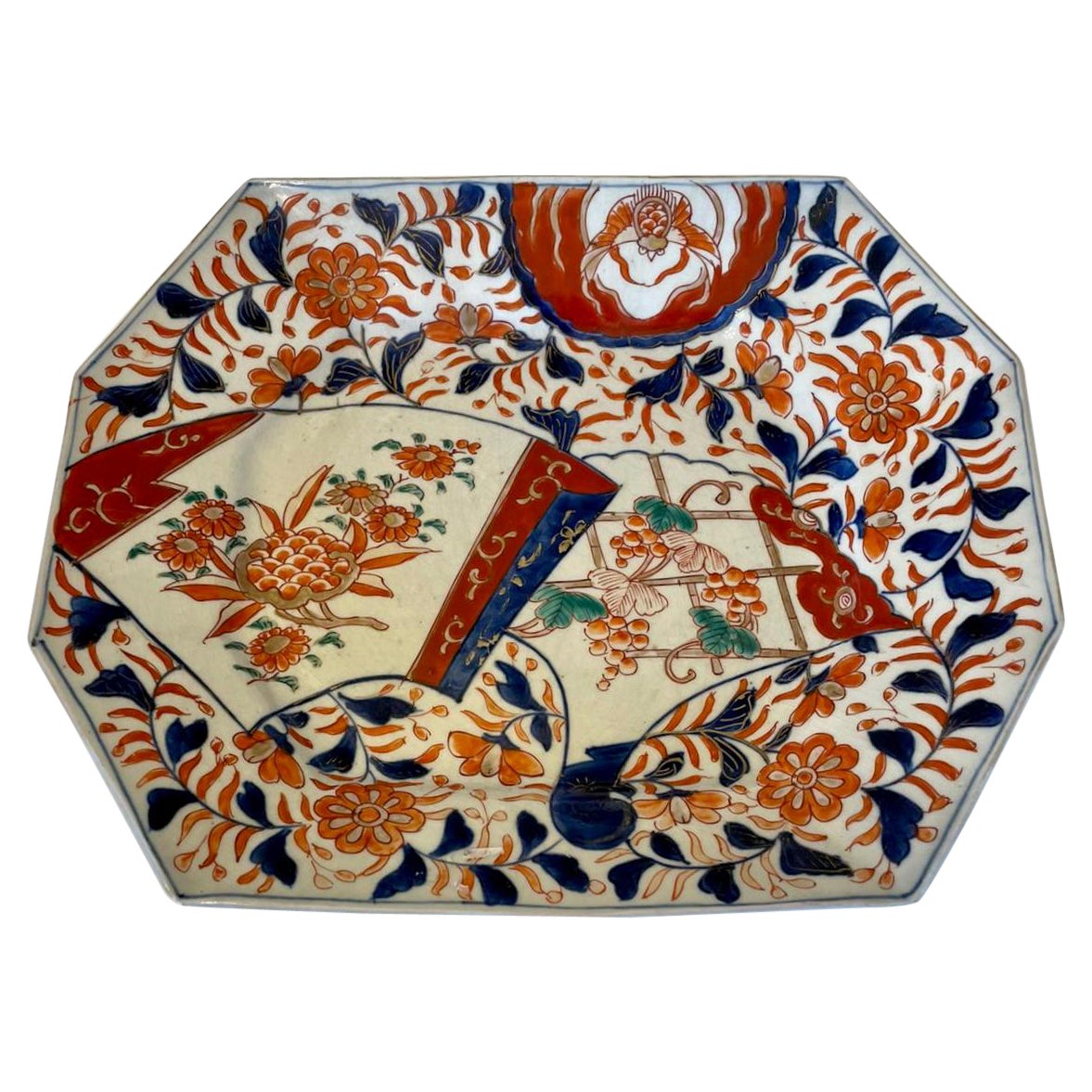 Unusual Antique Shaped Hand Painted Imari Dish