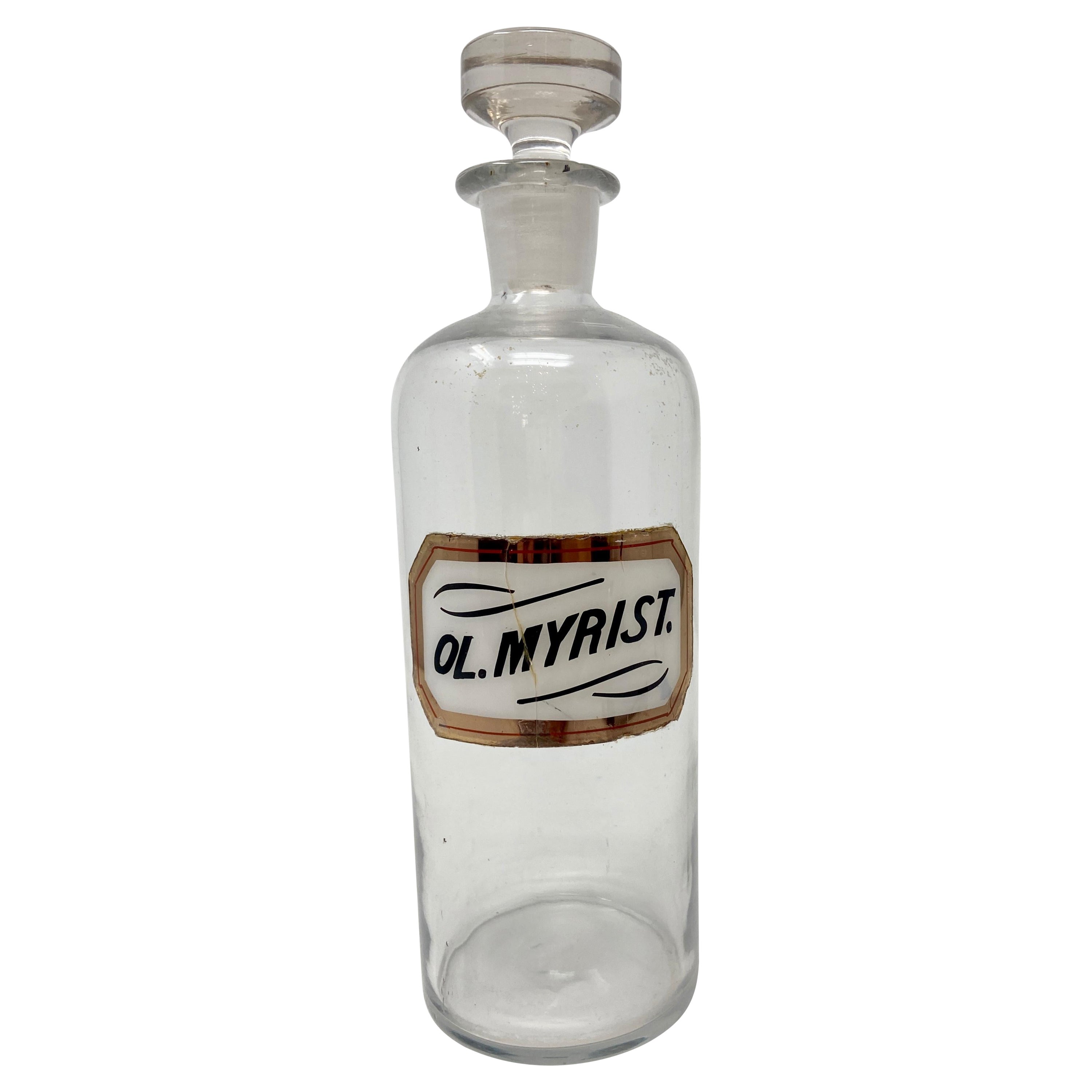 Antique Label Under Glass Apothecary Bottle