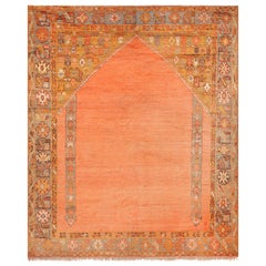 Antique Turkish Oushak Prayer Rug. Size: 6 ft 6 in x 7 ft 8 in