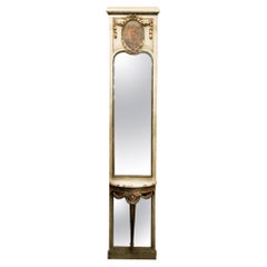 French Demilune Marble Top Pier Mirror