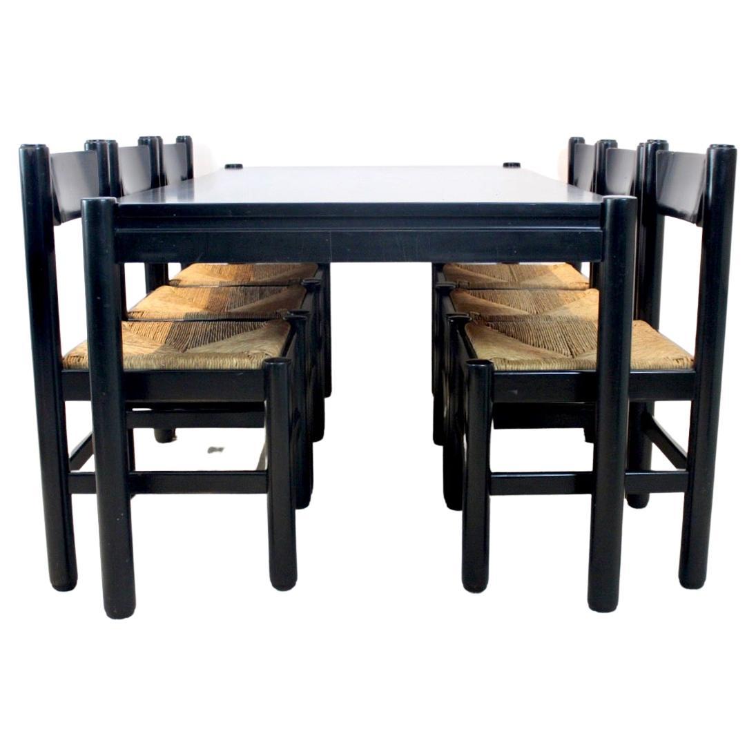 Exclusive Vico Magistretti Style Dining Table with Six Dining Chairs