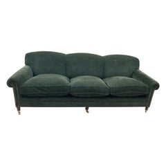 Classic George Smith Upholstered Scroll Arm Sofa