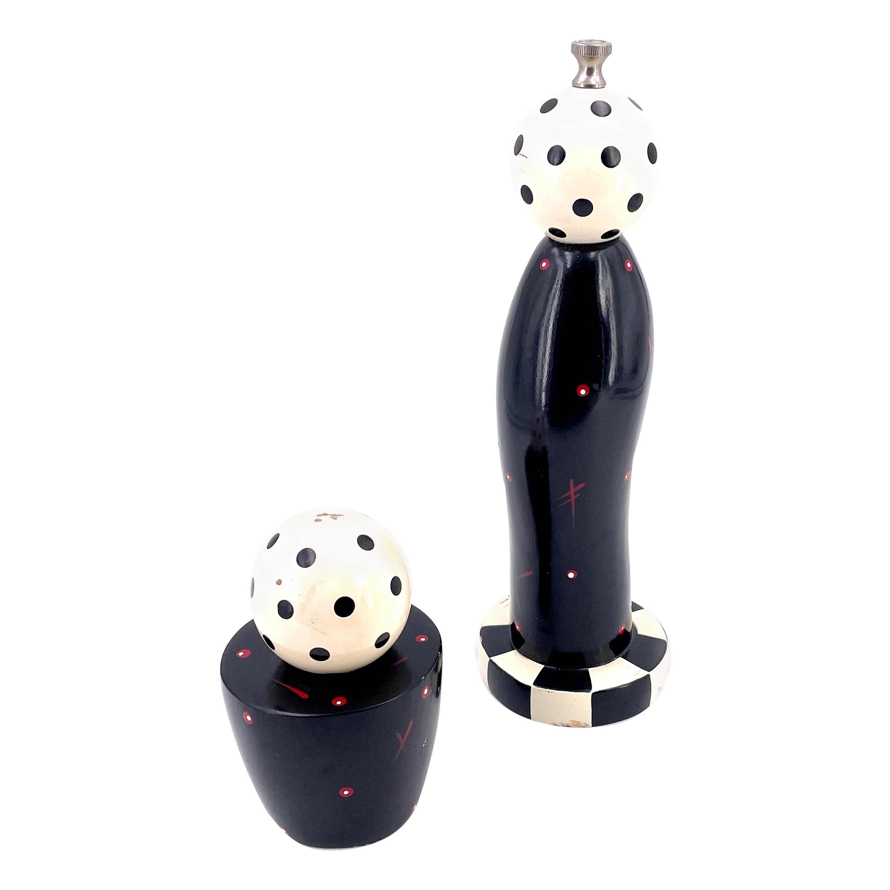 Postmodern Wood Lacquer Salt & Pepper Shakers For Sale