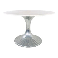 Lotus Base Dining Table with Quartz Top