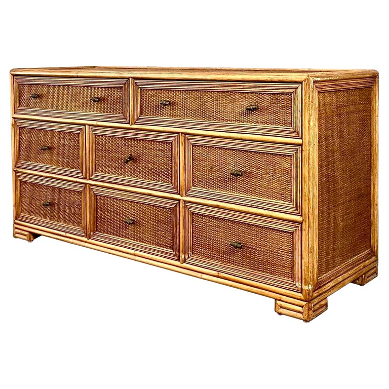 Vintage Coastal Ficks Reed Woven Rattan Dresser at 1stDibs | woven dresser
