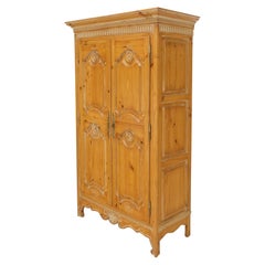Antique Country French Pine Wardrobe Storage Cabinet