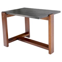 Solid Oiled Walnut Slate Top Rectangular End Table