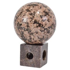 Stone Sphere Sculpture in Grey and Pink