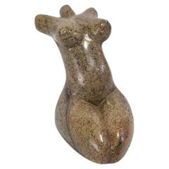 Hand Carved Stone Torso Figurative Sculpture