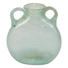 Light Blue Blown Glass Amphora Vase