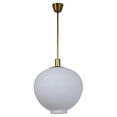 Swedish Opaline Glass & Brass Ceiling Lamp by Uno Westerberg for Böhlmarks