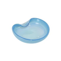 Italian Blown Glass Opalescent Bowl in Blue