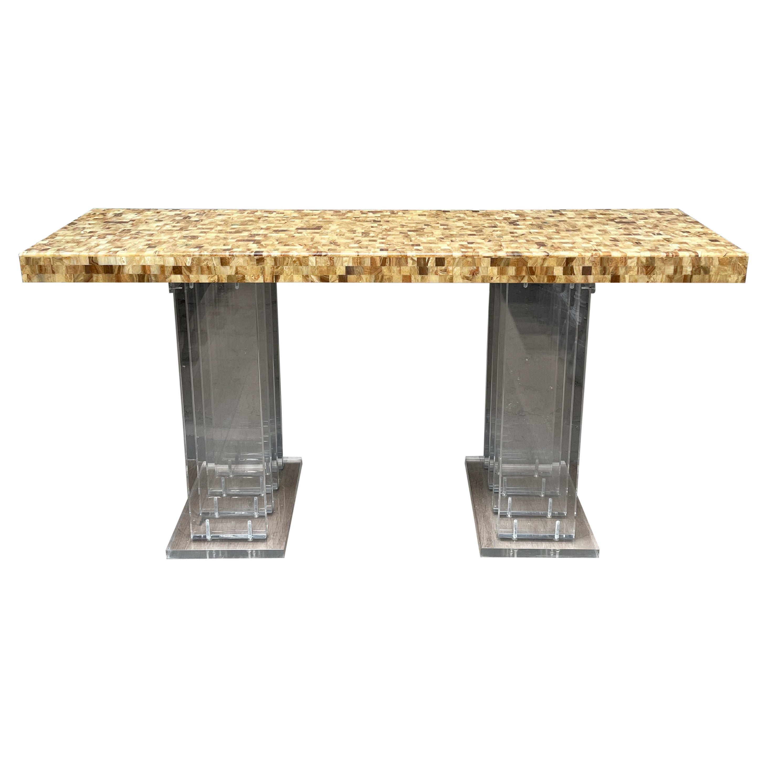 Grande table console en Lucite et Epoxy en vente