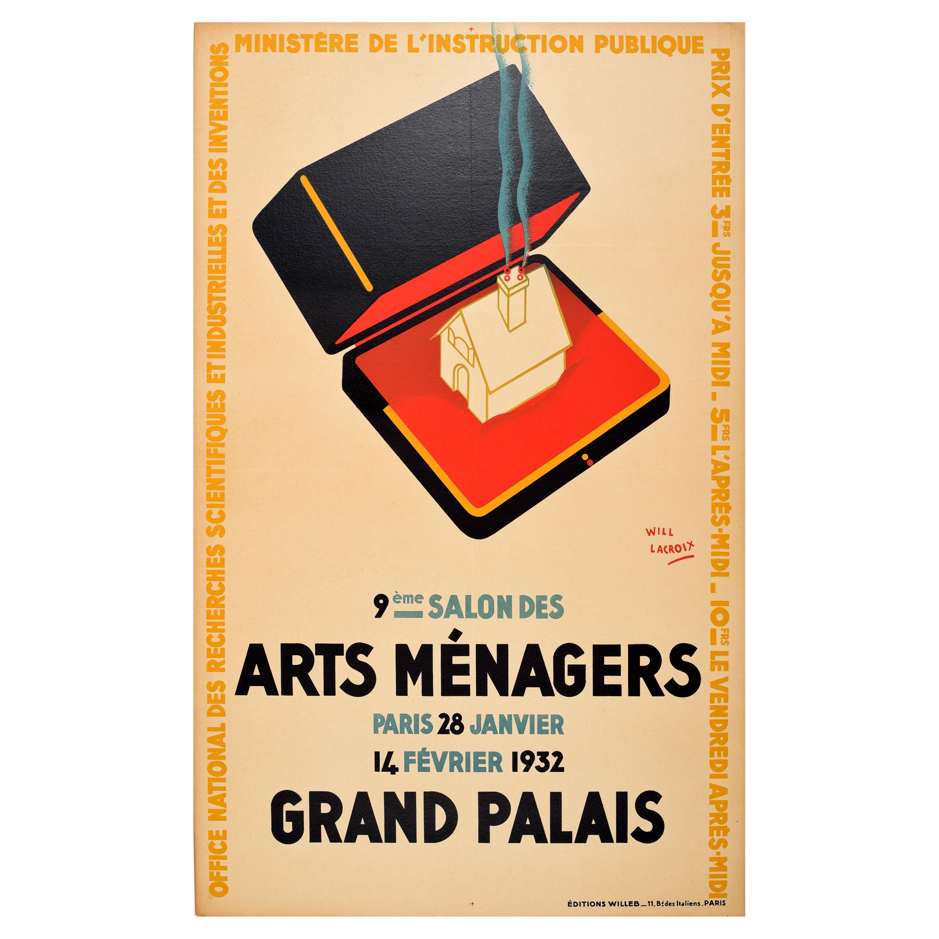 Original Vintage Poster For The Arts Menagers Household Show Grand Palais Paris