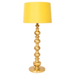 Mid-Century Modern Turned Gilded Brass Table Lamp Italy, C.1950