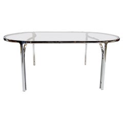 Midcentury Chrome Smoked Glass Dining or Table or Desk, 1970s