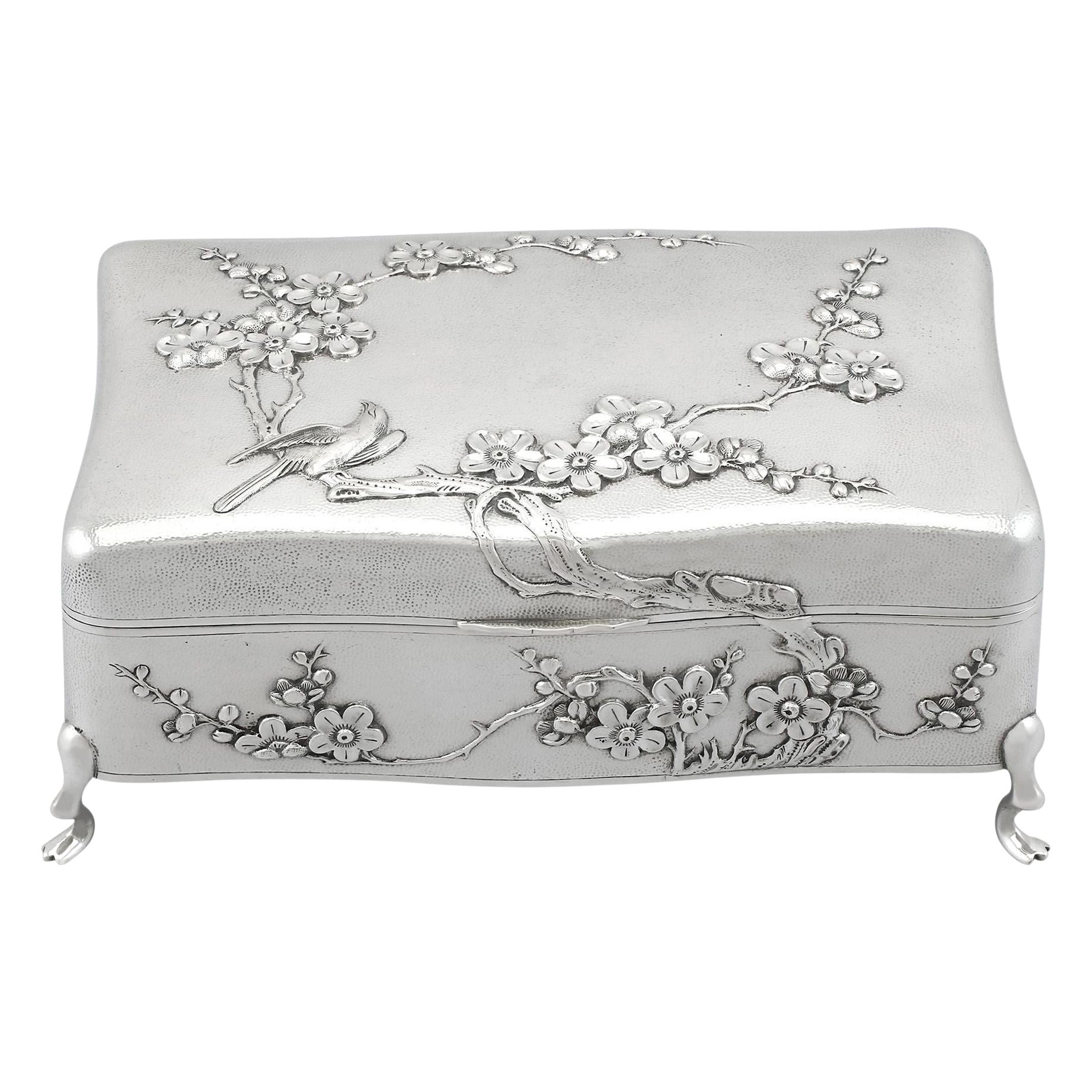 Antique Chinese Export Silver Jewellery Box