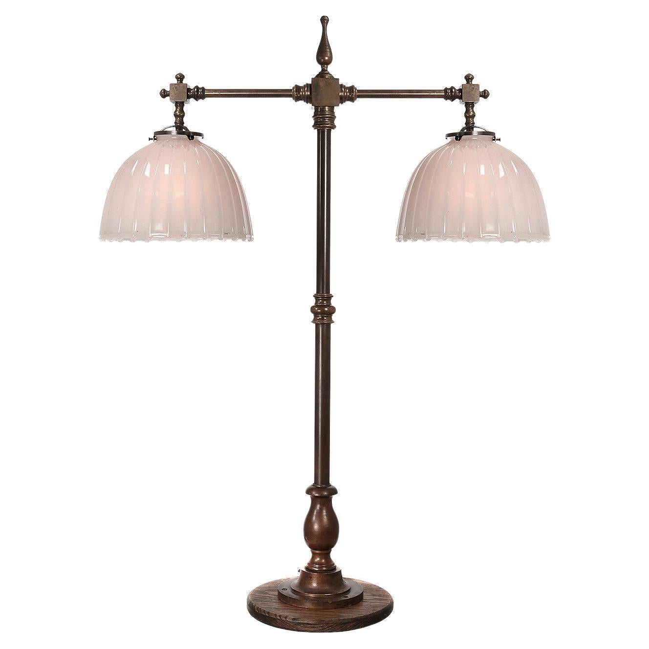 Large Bronze Double Bank Lamp