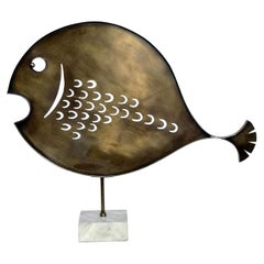 Large Brass Fish Sculpture, by Laszlo Pal Horvath, 1970s