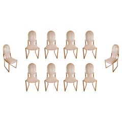 Set of Ten 1970s Italian Brass Gilt Metal Chairs