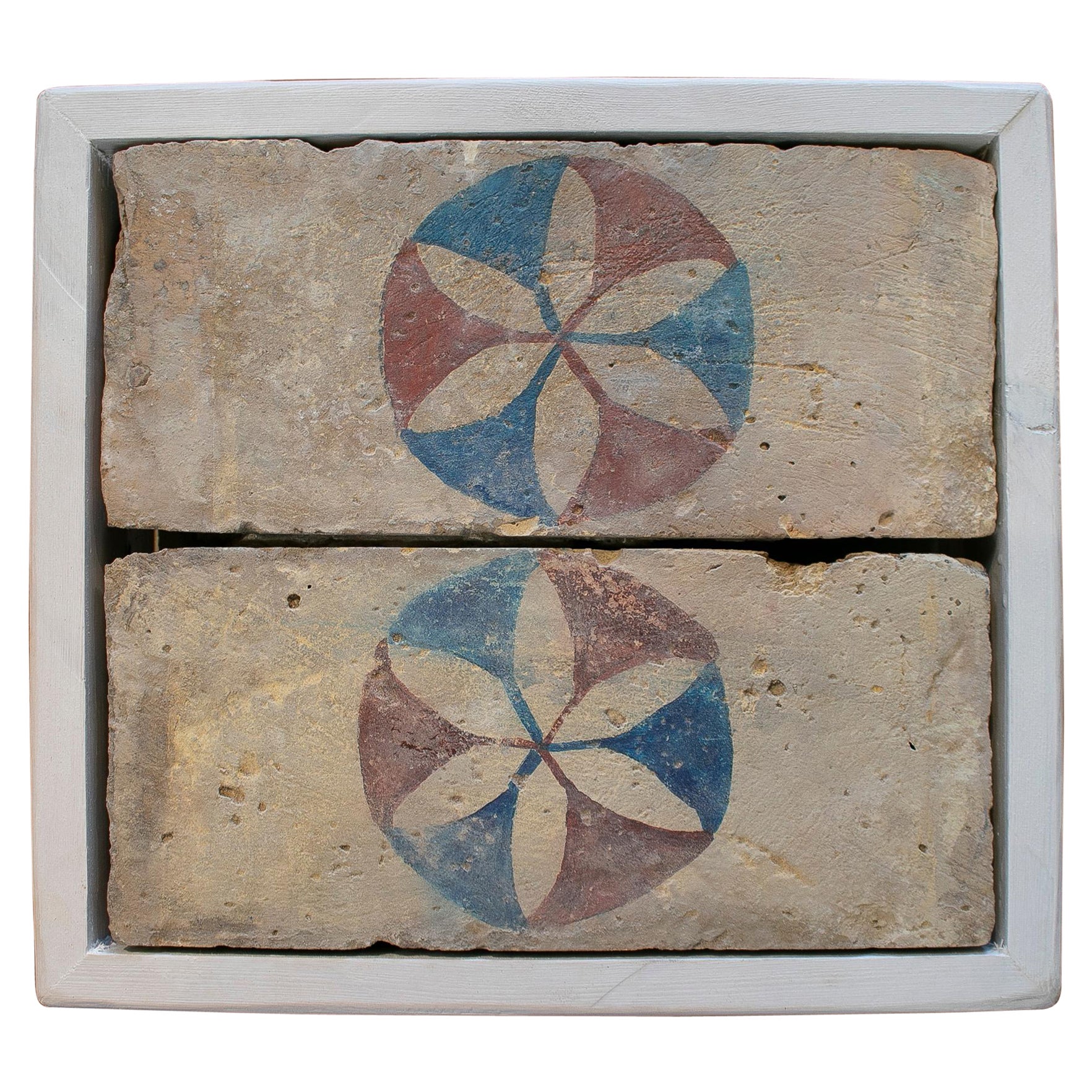 Set of Two 18th Century Spanish Hand Painted Ceramic Bricks