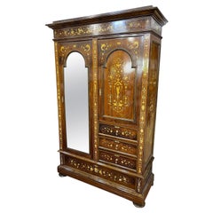 19th Century Italian Rosewood Wardrobe Vitrine, 1870s