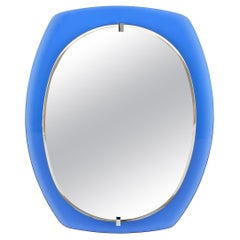 Wall Mirror Blue Glass by Veca, Italy 1970s