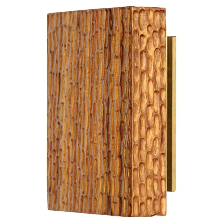 Tropical Wood Wall Sconce, Tarara, Martillado Collection For Sale