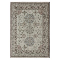 Khotan Design Rug with Circular Medallions, in Muted Earth Tones