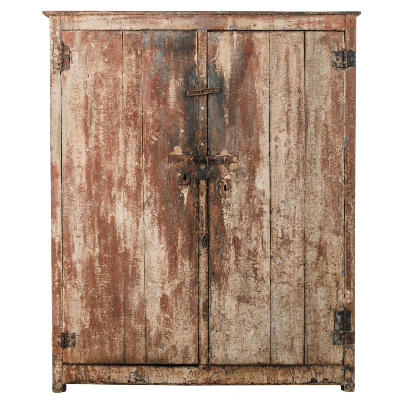 1920s Rustic Belgian Wooden Patinated Cabinet
