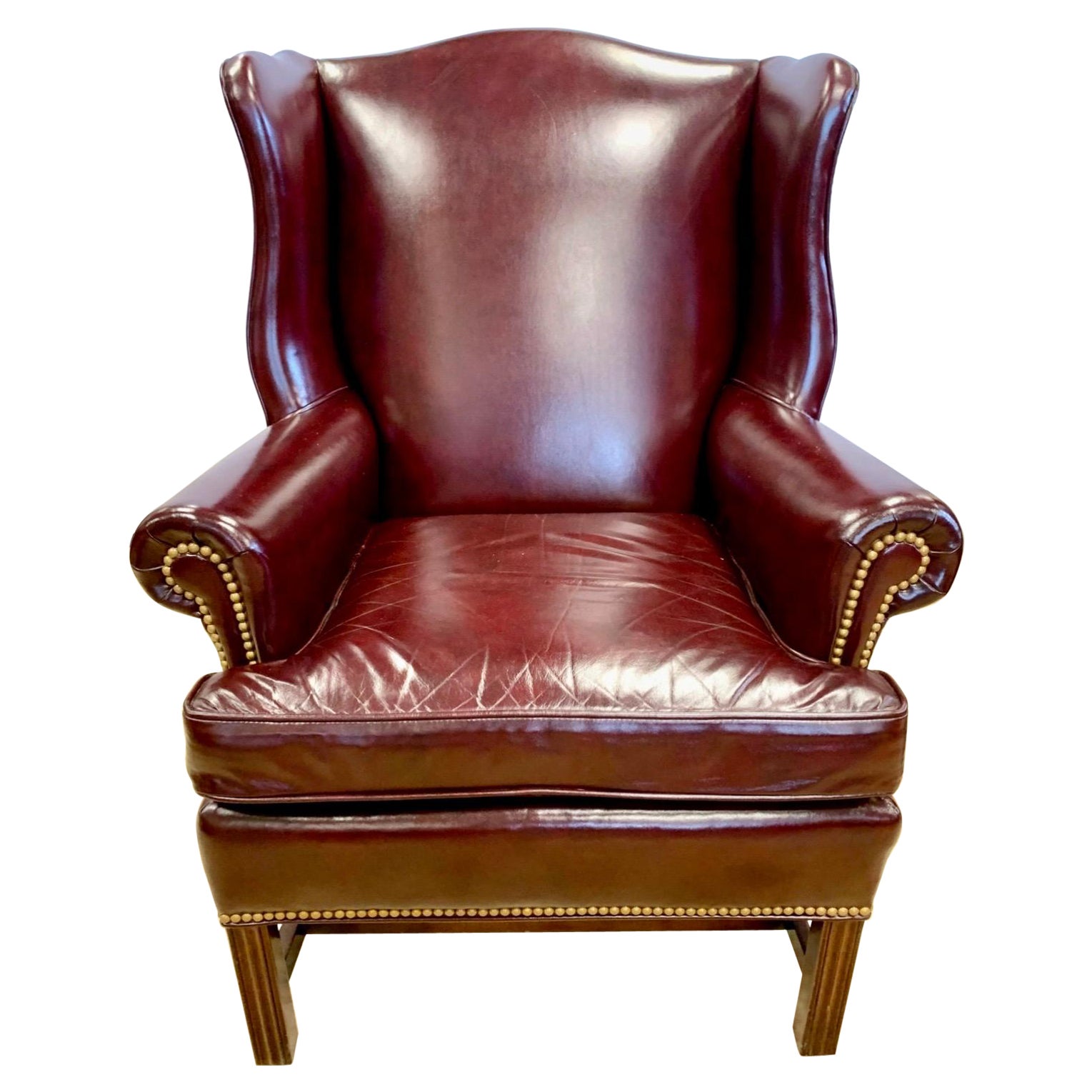 Hancock & Moore Leather Nailhead Wingback Chair