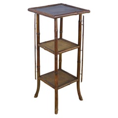 Antique Bamboo Side Table with Vertical Detail
