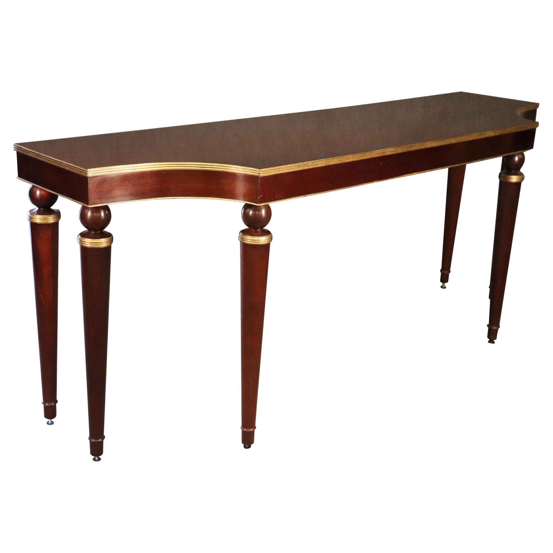 Barbara Barry for Baker Art Deco Style Solid Mahogany Gilded Console Sofa Table